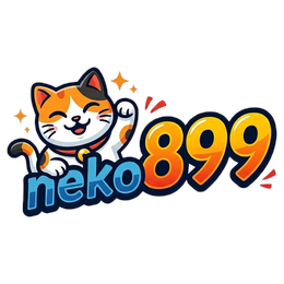 Logo resmi Neko899: maneki neko calico melambatkan tangan di samping tulisan neko899